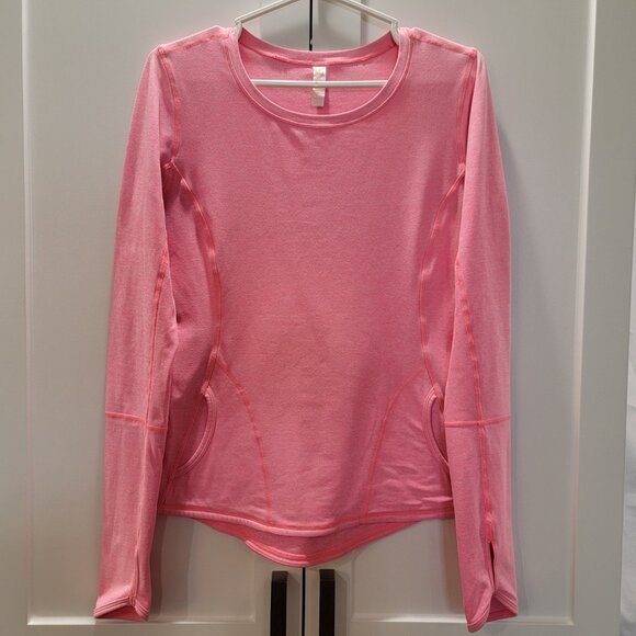 Vintage Lucy Pink Longsleeve Tee Hot Pink Top Activewear Size Small With Pockets - Picture 3 of 13
